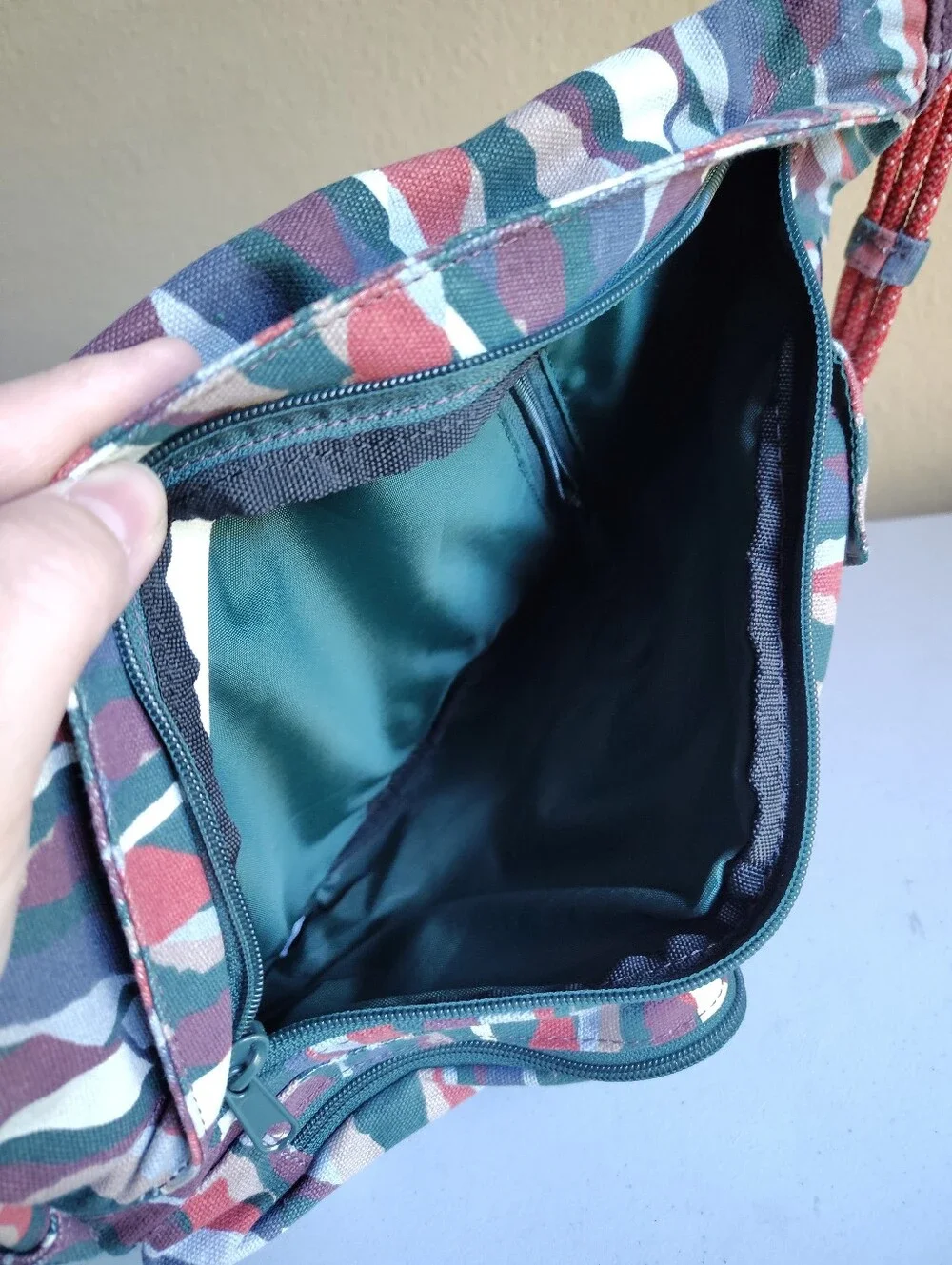 KAVU Rope Bag Sling Backpack Camo Canvas Crossbody Shoulder Pack 16.5